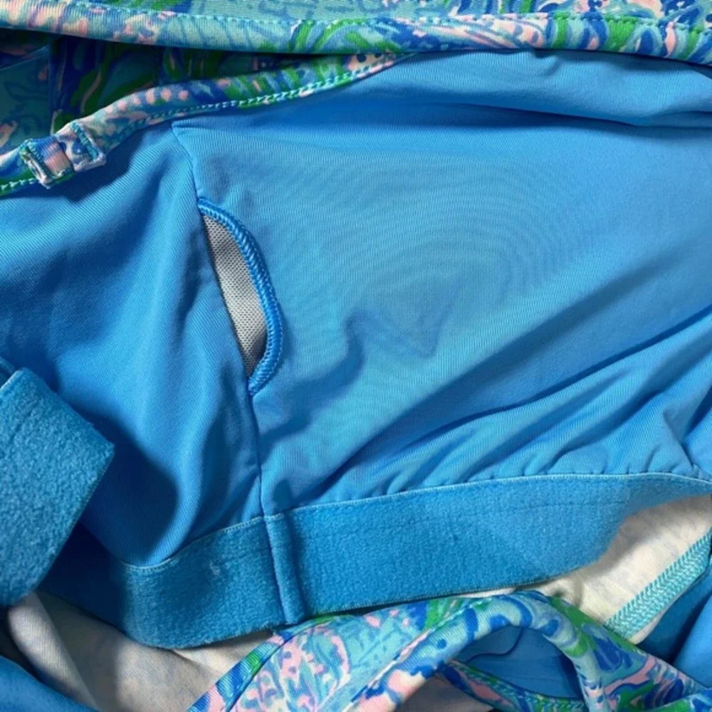 Lilly Pulitzer Womens Luxletic Carpe Vita Flare Jumpsuit L Blue UPF50 Resortwear